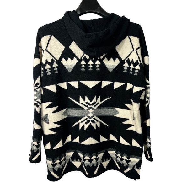 Vintage Ralph Lauren Sweater Lambswool Southwestern Hooded Black Size Medium - Picture 6 of 12